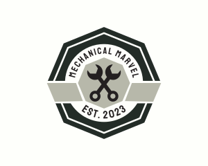 Wrench Mechanic Badge logo design