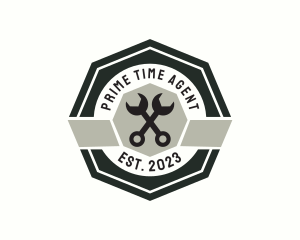 Wrench Mechanic Badge logo design