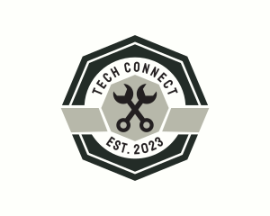 Wrench Mechanic Badge logo design