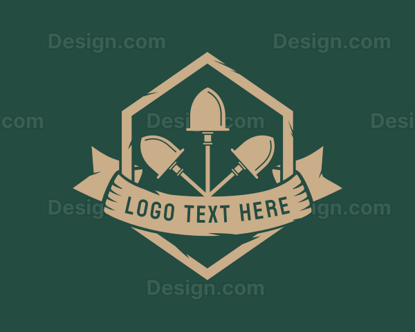 Shovel Landscape Tool Shield Logo