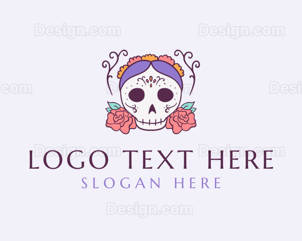 Festive Lady Skull Logo