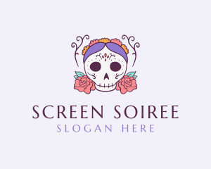 Festive Lady Skull logo design