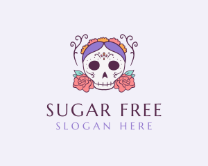 Festive Lady Skull logo design