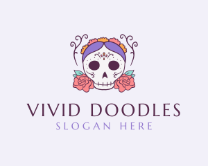 Festive Lady Skull logo design