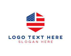 Hexagon American Flag logo