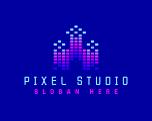 Pixel Castle Equalizer logo design