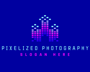 Pixel Castle Equalizer logo design