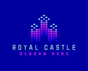 Pixel Castle Equalizer logo design