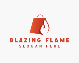 Flaming Shopping Bag logo design