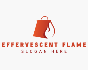 Flaming Shopping Bag logo design