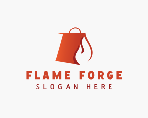 Flaming Shopping Bag logo design