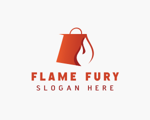 Flaming Shopping Bag logo design