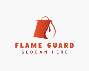 Flaming Shopping Bag logo design