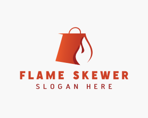 Flaming Shopping Bag logo design