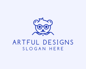 Cute Smart Bear logo design