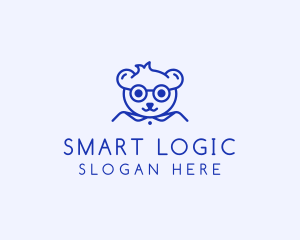 Cute Smart Bear logo design