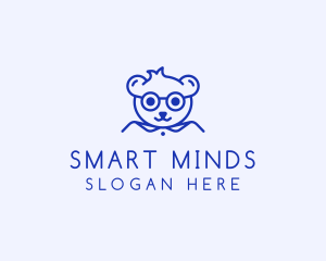 Cute Smart Bear logo design