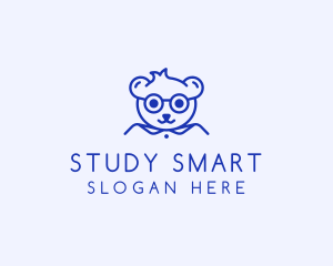 Cute Smart Bear logo design