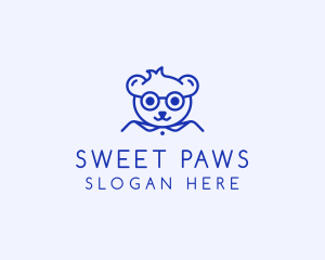 Cute Smart Bear logo design