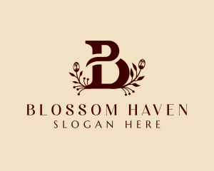 Floral Business Letter B logo design