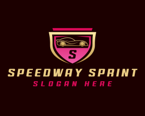 Racing Car Automobile Shield Logo