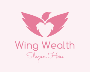 Pink Heart Eagle Wings logo design