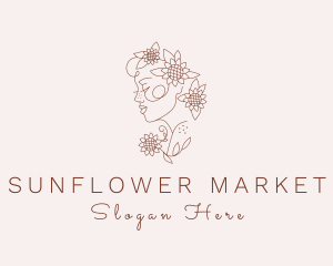 Sunflower Woman Beauty logo design
