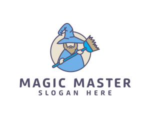 Housekeeping Broom Wizard logo design