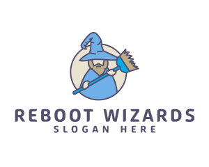 Housekeeping Broom Wizard logo design