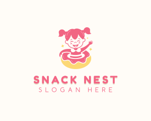 Donut Girl Pastry logo design