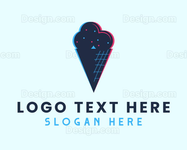 Cold Ice Cream Glitch Logo