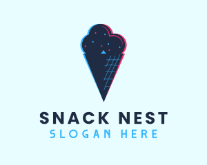 Cold Ice Cream Glitch logo design