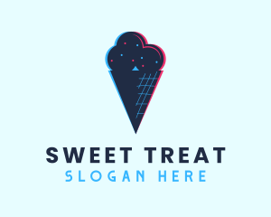 Cold Ice Cream Glitch logo design