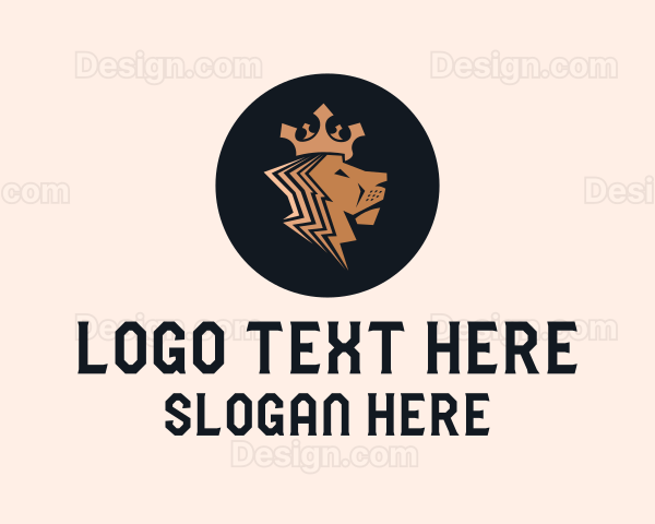 Gold Lion King Badge Logo