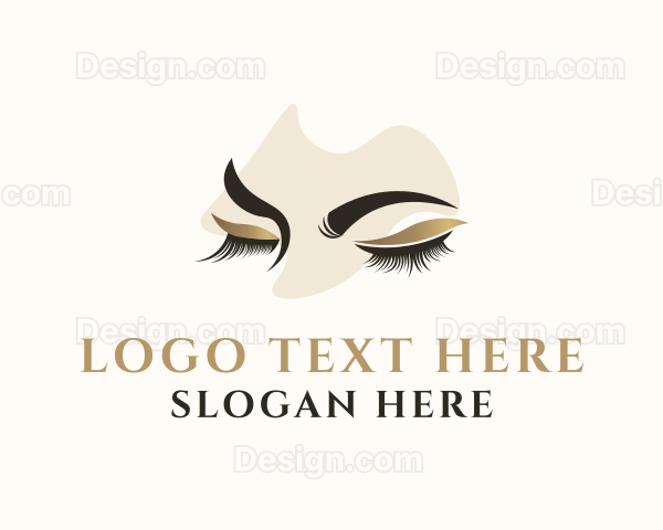 Gold Eyelashes Beauty Logo