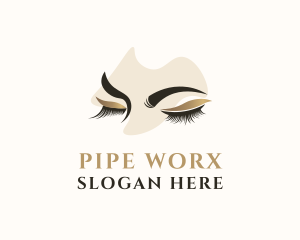 Gold Eyelashes Beauty logo design