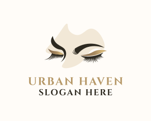 Gold Eyelashes Beauty logo design