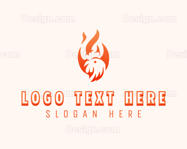 Flaming Chicken Barbecue Grill Logo