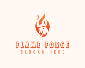 Flaming Chicken Barbecue Grill logo design