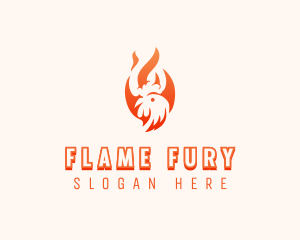 Flaming Chicken Barbecue Grill logo design