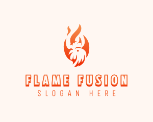 Flaming Chicken Barbecue Grill logo design