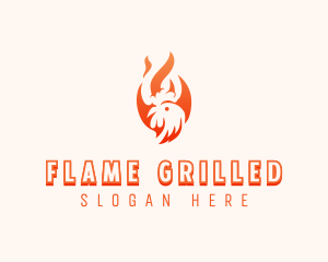 Flaming Chicken Barbecue Grill logo design