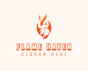 Flaming Chicken Barbecue Grill logo design