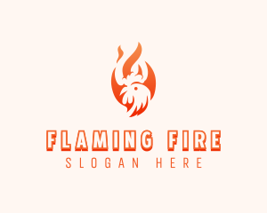 Flaming Chicken Barbecue Grill logo design