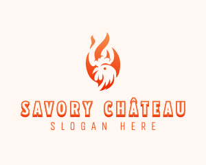 Flaming Chicken Barbecue Grill logo design