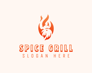 Flaming Chicken Barbecue Grill logo design