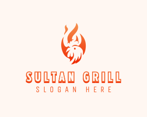 Flaming Chicken Barbecue Grill logo design