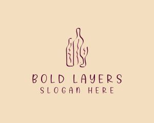 Wine Beverage Bottle logo design