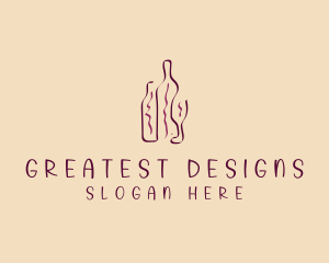 Wine Beverage Bottle logo design