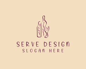 Wine Beverage Bottle logo design